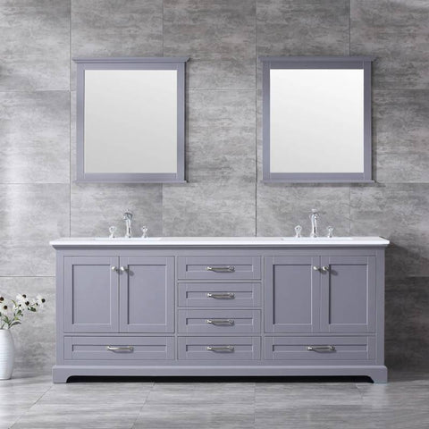 Image of Dukes Modern Dark Grey 80" Double Vanity with Quartz Top With Mirror
