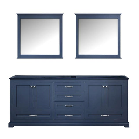 Image of Lexora Dukes Transitional Navy Blue 80" Double Vanity, no Top | LD342280DE00M30