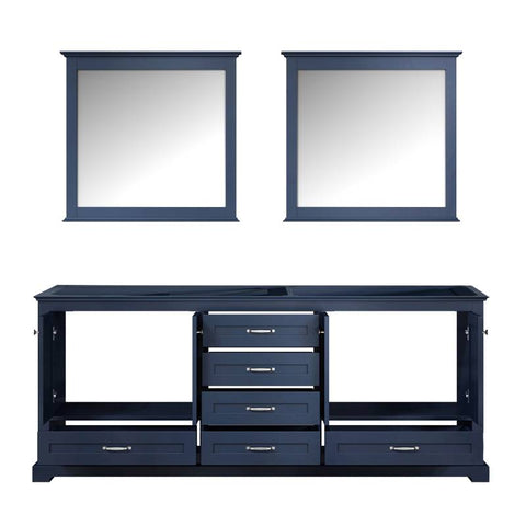 Image of Lexora Dukes Transitional Navy Blue 80" Double Vanity, no Top | LD342280DE00M30