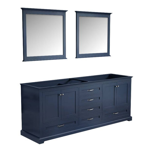 Image of Lexora Dukes Transitional Navy Blue 80" Double Vanity, no Top | LD342280DE00M30