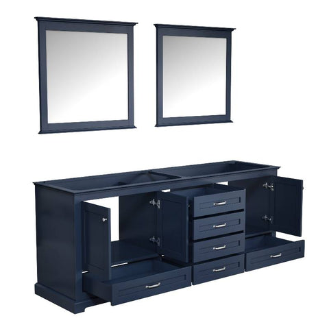 Image of Lexora Dukes Transitional Navy Blue 80" Double Vanity, no Top | LD342280DE00M30