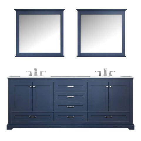 Image of Lexora Dukes Transitional Navy Blue 80" Double Vanity Set | LD342280DEDSM30F