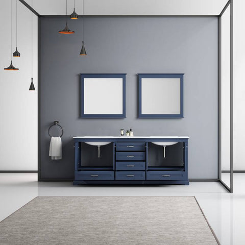 Image of Lexora Dukes Transitional Navy Blue 80" Double Vanity, with 30" Mirror | LD342280DEDSM30