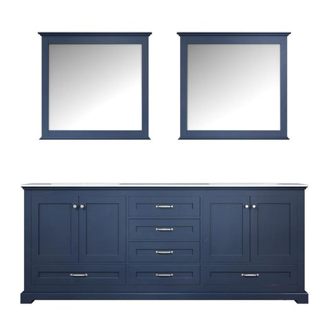 Image of Lexora Dukes Transitional Navy Blue 80" Double Vanity, with 30" Mirror | LD342280DEDSM30