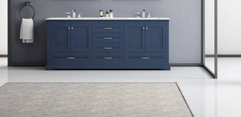Image of Dukes Modern Navy Blue 80" Double Vanity with Quartz Top, No Mirror