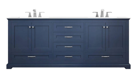 Image of Dukes Modern Navy Blue 80" Double Vanity with Quartz Top, No Mirror