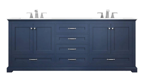 Image of Dukes Modern Navy Blue 80" Double Vanity with Quartz Top, No Mirror