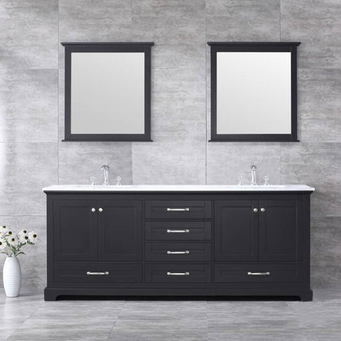 Image of Lexora Dukes Transitional Espresso 80" Double Vanity Set | LD342280DGDSM30F