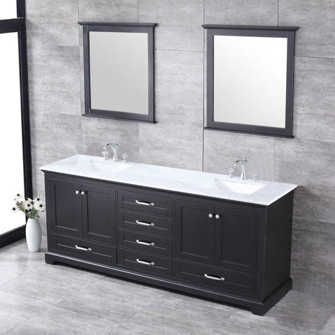Image of Lexora Dukes Transitional Espresso 80" Double Vanity Set | LD342280DGDSM30F
