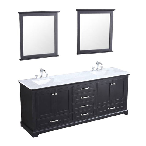 Image of Lexora Dukes Transitional Espresso 80" Double Vanity Set | LD342280DGDSM30F