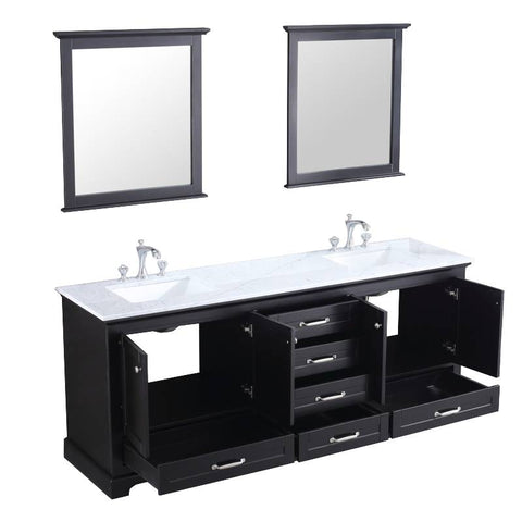Image of Lexora Dukes Transitional Espresso 80" Double Vanity Set | LD342280DGDSM30F