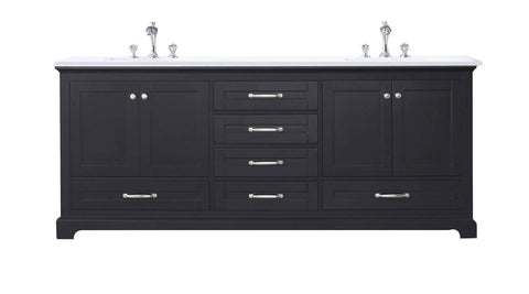 Image of Dukes Modern Espresso 80" Double Vanity with Quartz Top, No Mirror