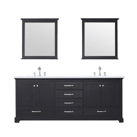 Image of Dukes Modern Espresso 80" Double Vanity with Quartz Top With Mirror