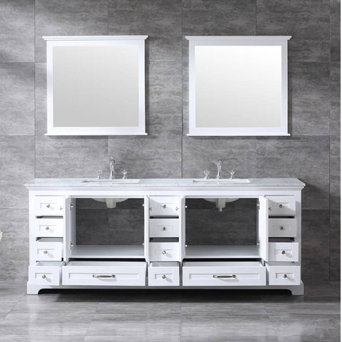 Image of Lexora Dukes Transitional White 84" Double Vanity Set | LD342284DADSM34F