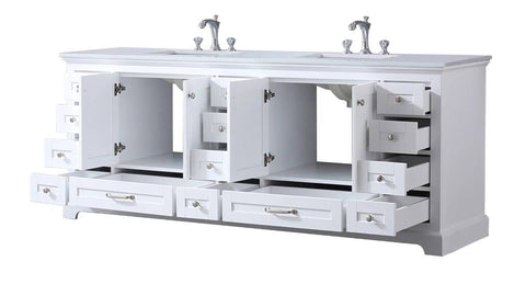 Image of Dukes Modern White 84" Double Vanity with Quartz Top, No Mirror