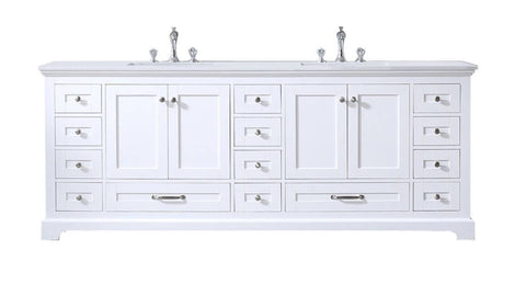Image of Dukes Modern White 84" Double Vanity with Quartz Top, No Mirror