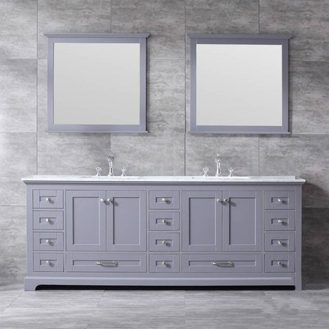 Image of Lexora Dukes Transitional Dark Grey 84" Double Vanity Set | LD342284DBDSM34F