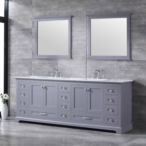 Image of Lexora Dukes Transitional Dark Grey 84" Double Vanity Set | LD342284DBDSM34F
