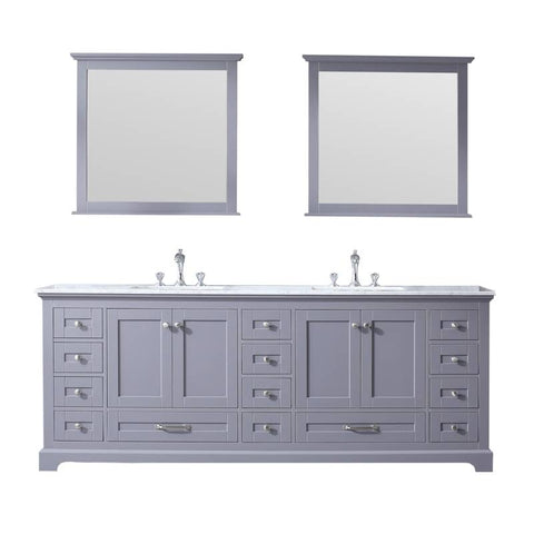 Image of Lexora Dukes Transitional Dark Grey 84" Double Vanity Set | LD342284DBDSM34F