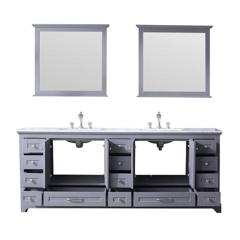 Image of Lexora Dukes Transitional Dark Grey 84" Double Vanity Set | LD342284DBDSM34F