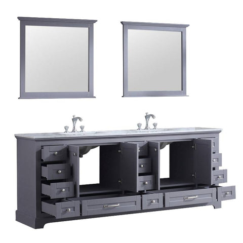 Image of Lexora Dukes Transitional Dark Grey 84" Double Vanity Set | LD342284DBDSM34F