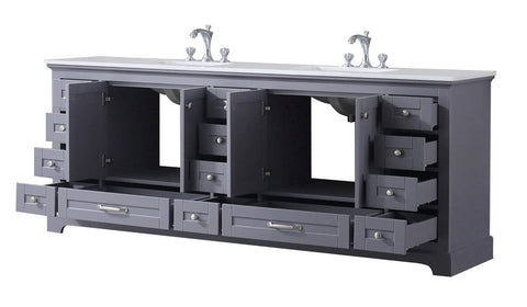 Image of Dukes Modern Dark Grey 84" Double Vanity with Quartz Top, No Mirror