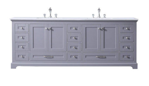 Image of Dukes Modern Dark Grey 84" Double Vanity with Quartz Top, No Mirror