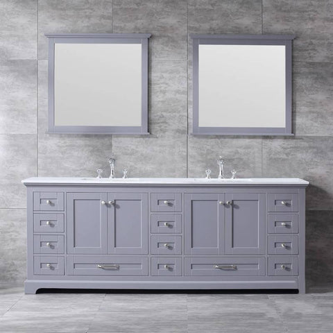 Image of Dukes Modern Dark Grey 84" Double Vanity with Quartz Top With Mirror