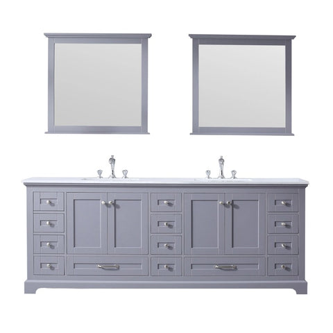 Image of Dukes Modern Dark Grey 84" Double Vanity with Quartz Top, With Faucet and Mirrors