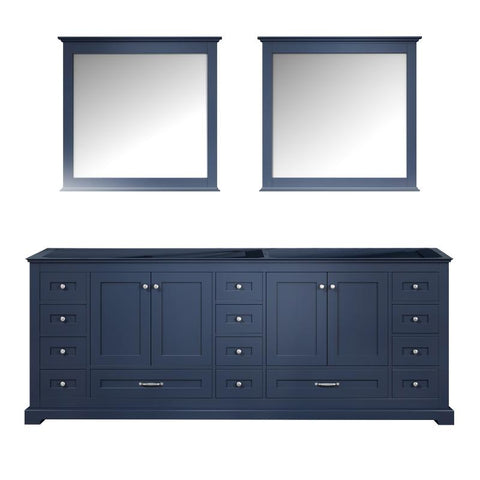 Image of Lexora Dukes Transitional Navy Blue 84" Double Vanity, no Top | LD342284DE00M34