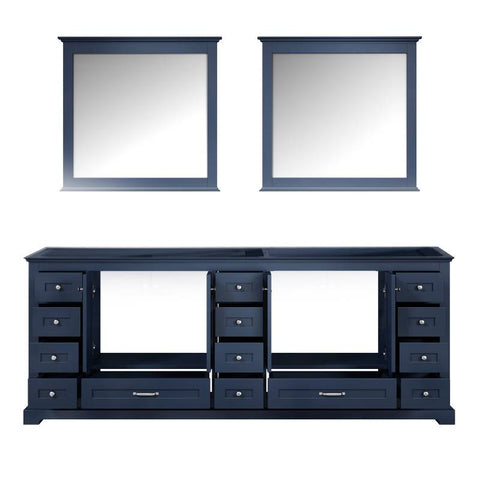 Image of Lexora Dukes Transitional Navy Blue 84" Double Vanity, no Top | LD342284DE00M34