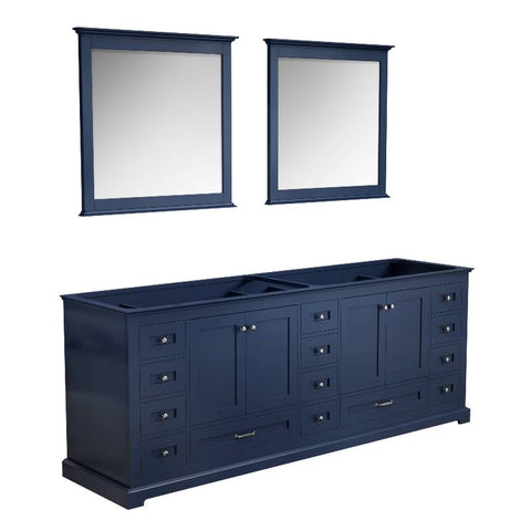 Image of Lexora Dukes Transitional Navy Blue 84" Double Vanity, no Top | LD342284DE00M34