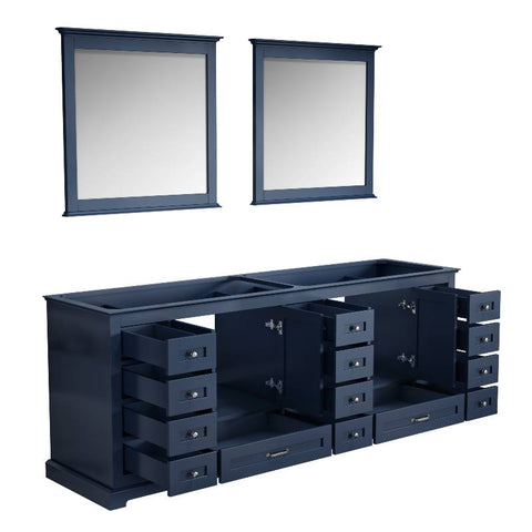 Image of Lexora Dukes Transitional Navy Blue 84" Double Vanity, no Top | LD342284DE00M34