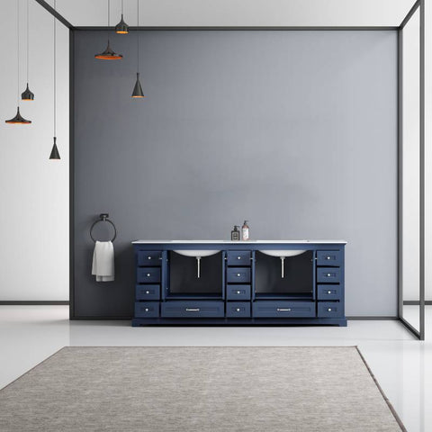 Image of Lexora Dukes Transitional Navy Blue 84" Double Vanity | LD342284DEDS000