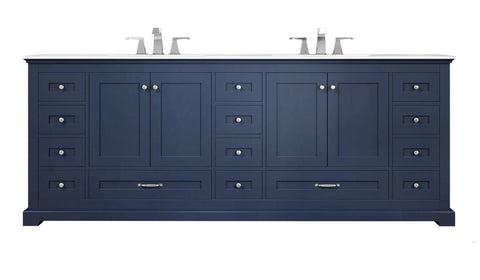 Image of Dukes Modern Navy Blue 84" Double Vanity with Quartz Top, No Mirror
