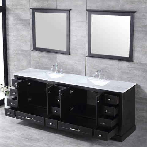 Image of Lexora Dukes Transitional Espresso 84" Double Vanity Set | LD342284DGDSM34F