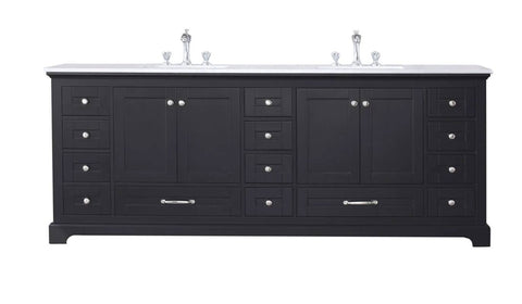 Image of Dukes Modern Espresso 84" Double Vanity with Quartz Top, No Mirror