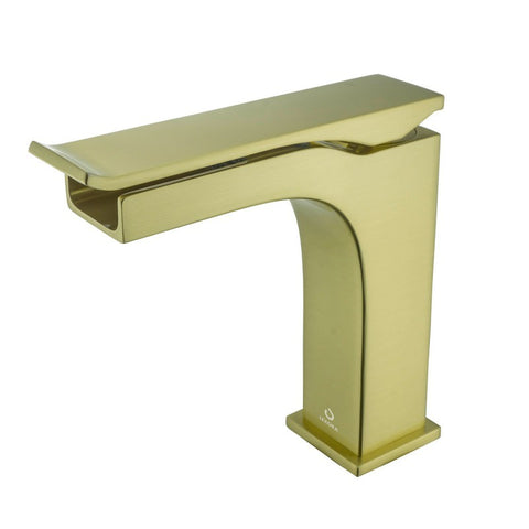 Image of Balzani Brass Single Hole Waterfall Bathroom Faucet - Brushed Brass | LFS1011BS