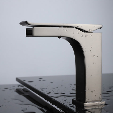 Image of Lexora Balzani Brass Single Hole Waterfall Bathroom Faucet - Gun Metal | LFS1011GM