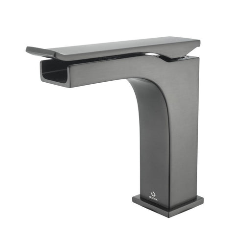 Image of Lexora Balzani Brass Single Hole Waterfall Bathroom Faucet - Gun Metal | LFS1011GM
