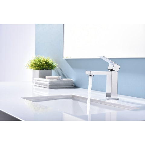 Image of Lexora Monte Modern Stainless Steel Single Hole Bathroom Faucet - Chrome | LFS1012CH