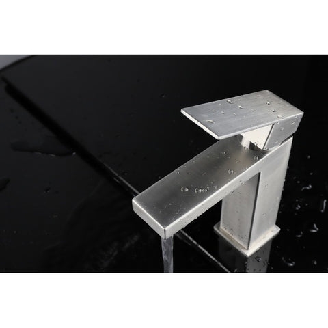 Image of Lexora Monte Modern Stainless Steel Single Hole Bathroom Faucet - Gun Metal | LFS1012GM