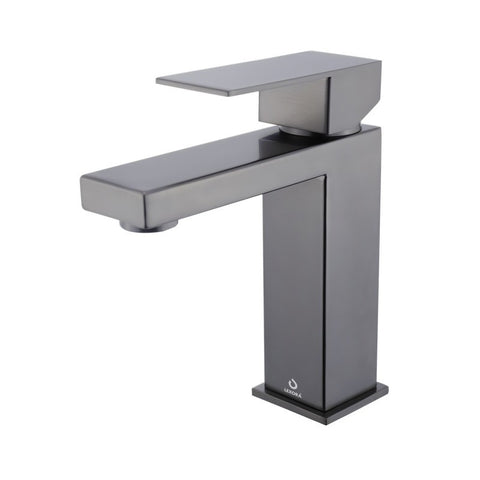 Image of Lexora Monte Modern Stainless Steel Single Hole Bathroom Faucet - Gun Metal | LFS1012GM