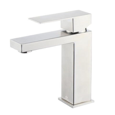 Image of Lexora Monte Modern Stainless Steel Single Hole Bathroom Faucet - Satin Nickel | LFS1012SN
