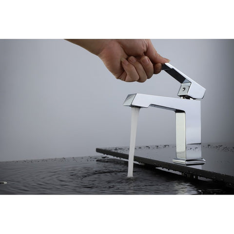 Image of Lexora Labaro Brass Single Hole Bathroom Faucet - Chrome | LFS3011CH