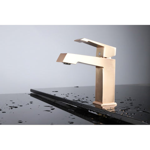 Image of Lexora Labaro Brass Single Hole Bathroom Faucet - Rose Gold | LFS3011RG