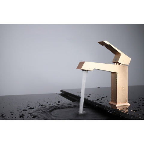 Image of Lexora Labaro Brass Single Hole Bathroom Faucet - Rose Gold | LFS3011RG