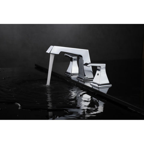Image of Lexora Balduina Brass 3 Hole 8" Widespread Bathroom Faucet - Chrome | LFT4011CH