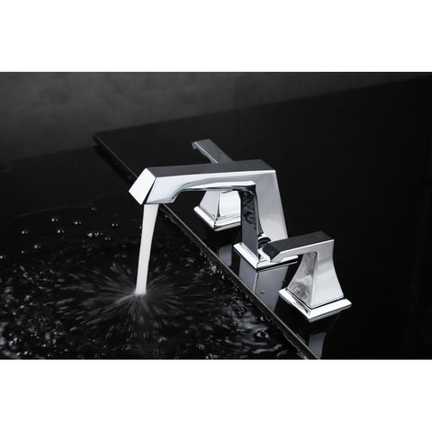 Image of Lexora Balduina Brass 3 Hole 8" Widespread Bathroom Faucet - Chrome | LFT4011CH