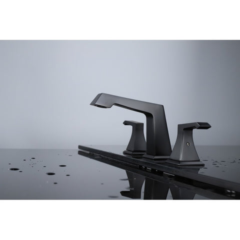 Image of Lexora Balduina Brass 3 Hole 8" Widespread Bathroom Faucet - Matte Black | LFT4011MB